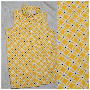 Notations Polka Dot Sleeveless Button Down Blouse Geo Design Butter Yellow, S